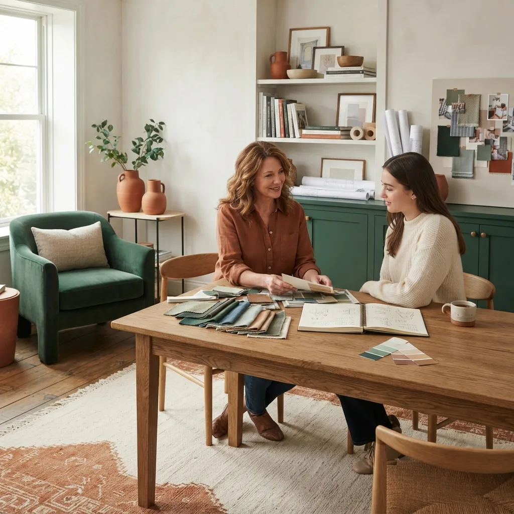 Expert Decorating Advice: Personalized Decorating Support for Your Project How We Help You Decorate In-Store Colour Consultations Set this one as a wide environmental scene INDOORS in a lived-in interior (e.g. a living room, kitchen, or workspace)