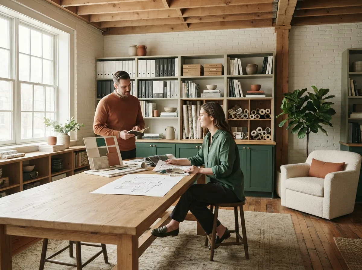 Falls Decor Services: How we help Explore Our Full Range of Support Contractor Account Program Streamline your workflow with trade pricing, bulk supply, and dedicated support for your business. Set this one as a wide environmental scene INDOORS in a lived-in interior (e.g. a living room, kitchen, or workspace)
