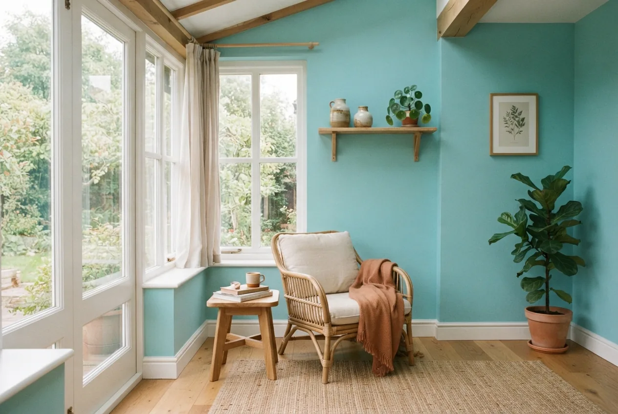 Breezy sunroom painted in Andes Sky