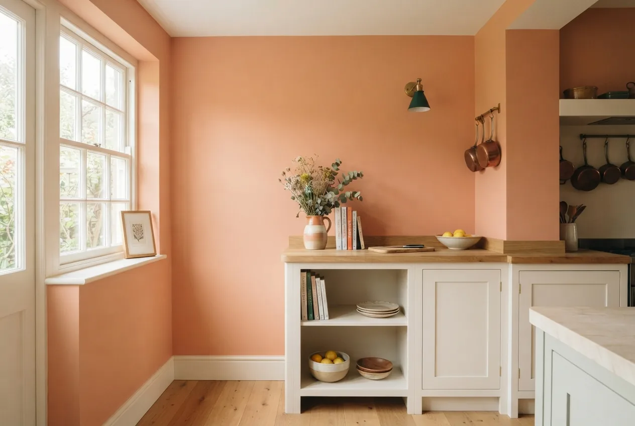 Sunlit kitchen painted in Summer Memory